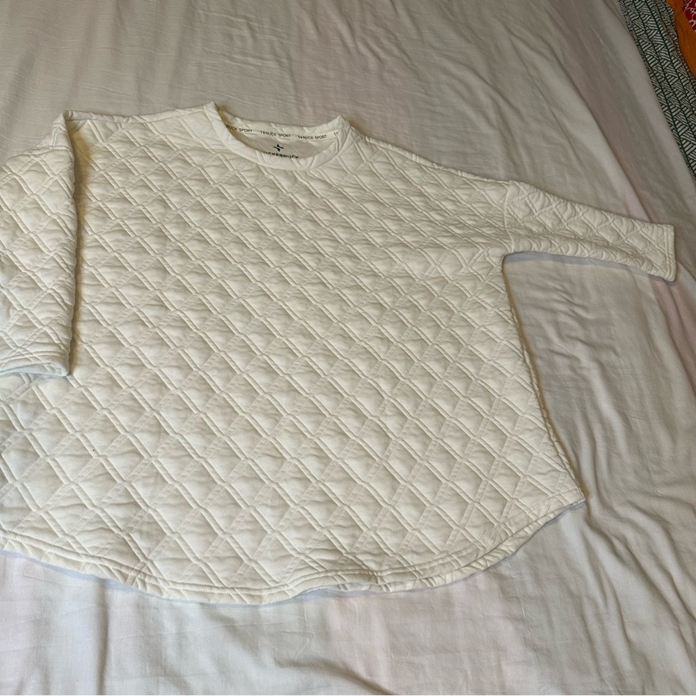 Tuckernuck Quilted Ivory Crewneck Sweatshirt